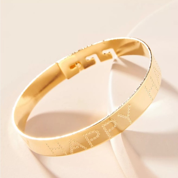 New Anthropologie Happy Bangle Cuff Bracelet Gold - Picture 1 of 4